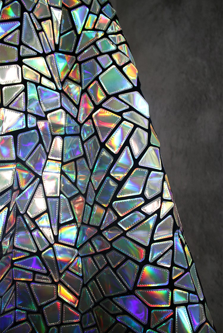 Shattered Prism TPU Jelly Fabric – Geometric Holographic Mirror Textile