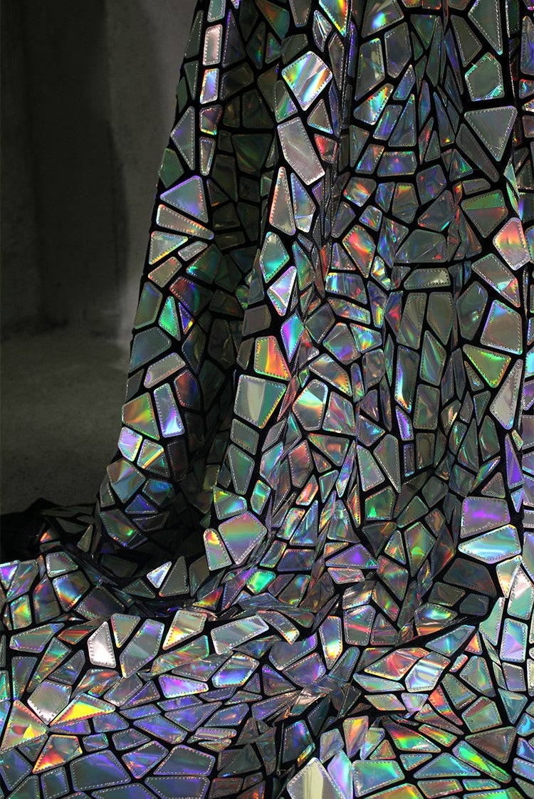 Shattered Prism TPU Jelly Fabric – Geometric Holographic Mirror Textile