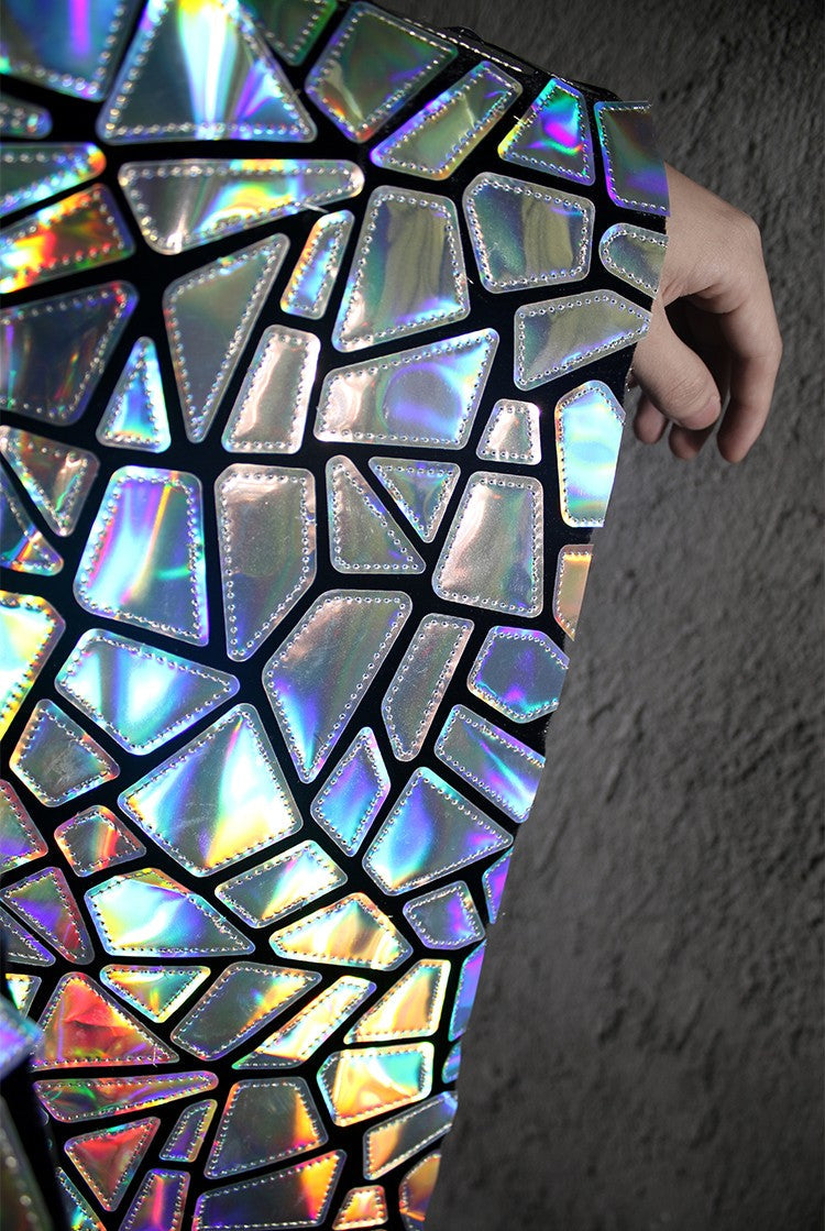 Shattered Prism TPU Jelly Fabric – Geometric Holographic Mirror Textile