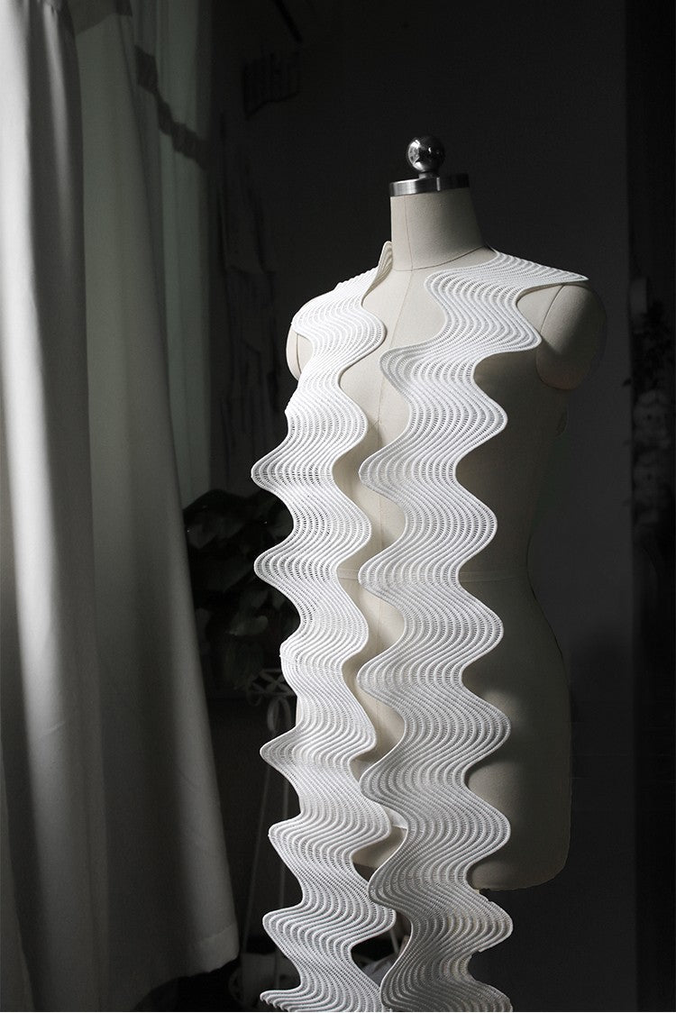 Curved Cutout Textured Lace – Sculpted Designer Fabric