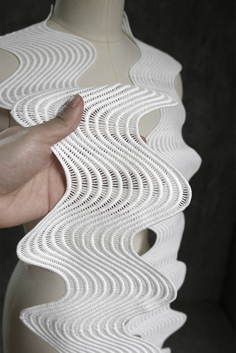 Curved Cutout Textured Lace – Sculpted Designer Fabric