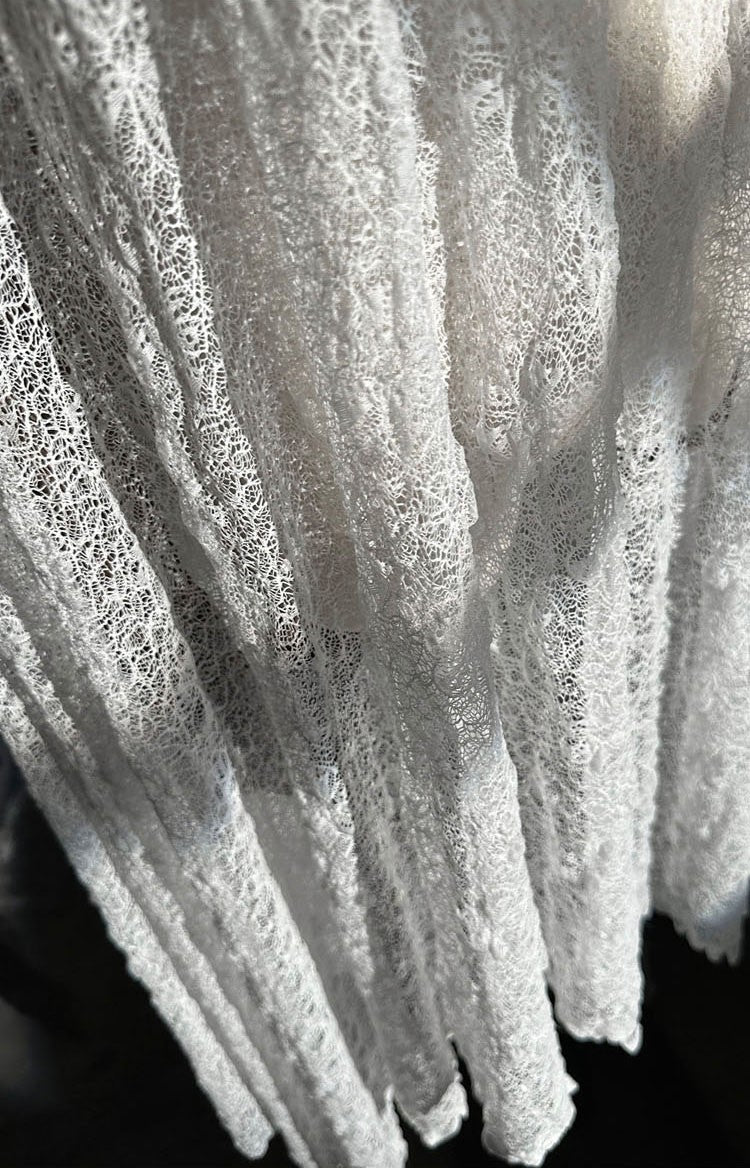 Vintage Hollow Sheer 3D Lace Irregular Textured Ultra-Soft White Fabric