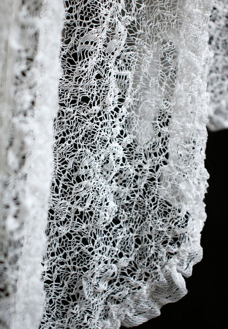 Vintage Hollow Sheer 3D Lace Irregular Textured Ultra-Soft White Fabric