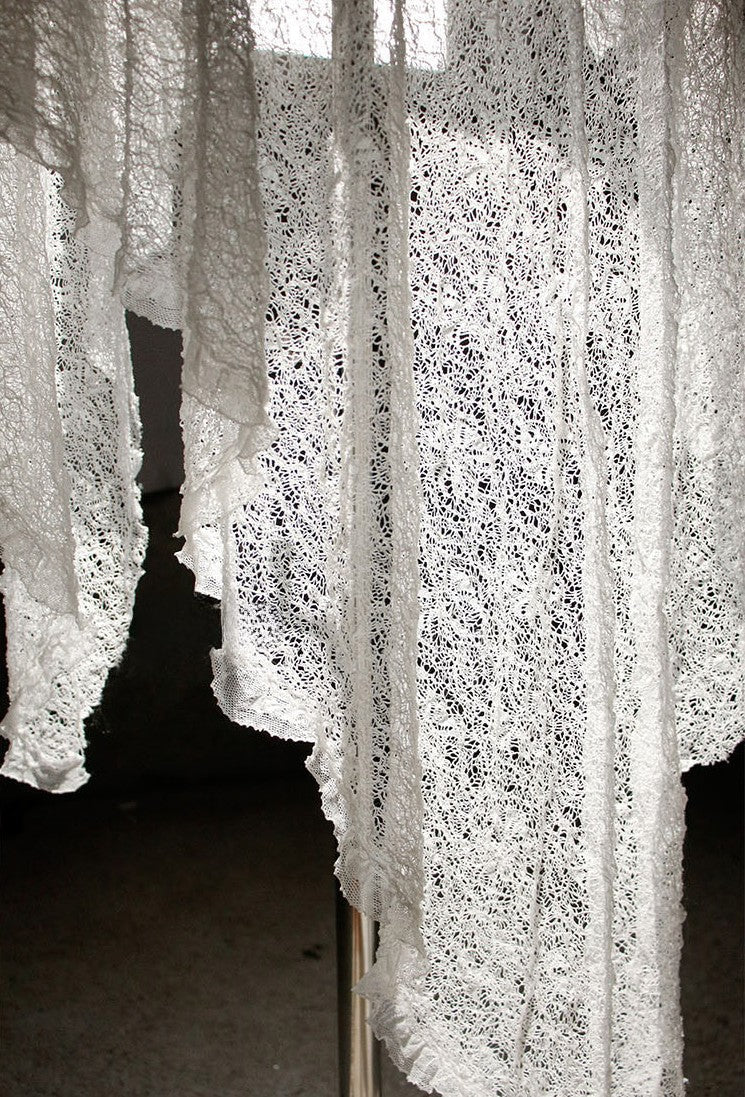 Vintage Hollow Sheer 3D Lace Irregular Textured Ultra-Soft White Fabric