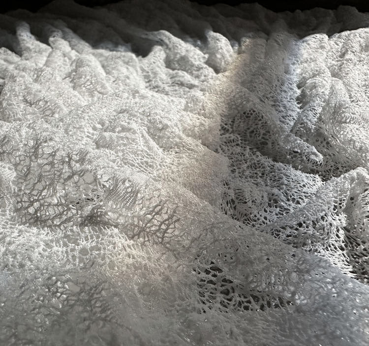 Vintage Hollow Sheer 3D Lace Irregular Textured Ultra-Soft White Fabric