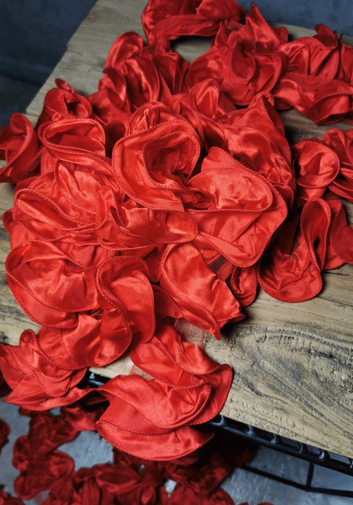 Satin Lace 3D Textured Designer Tulle Fabric