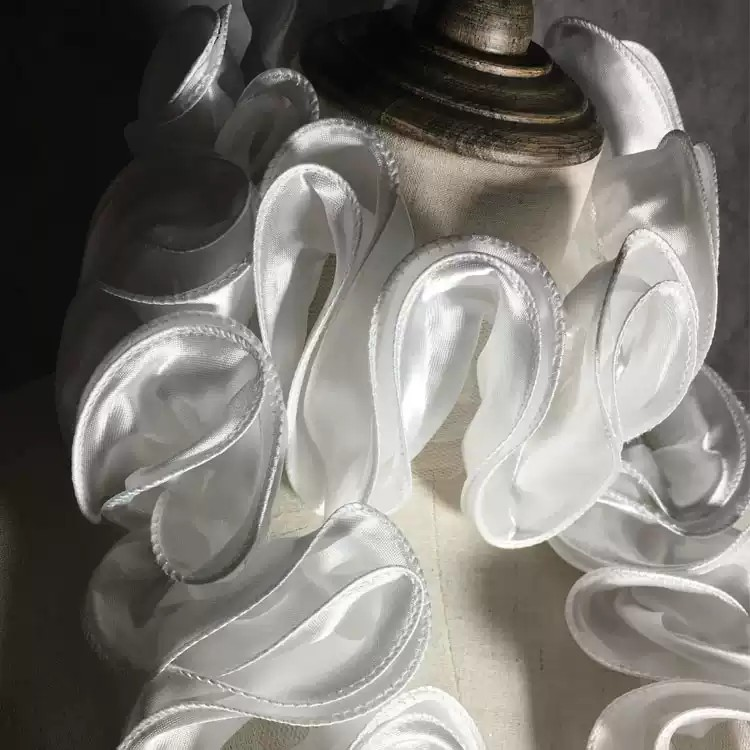 Satin Lace 3D Textured Designer Tulle Fabric