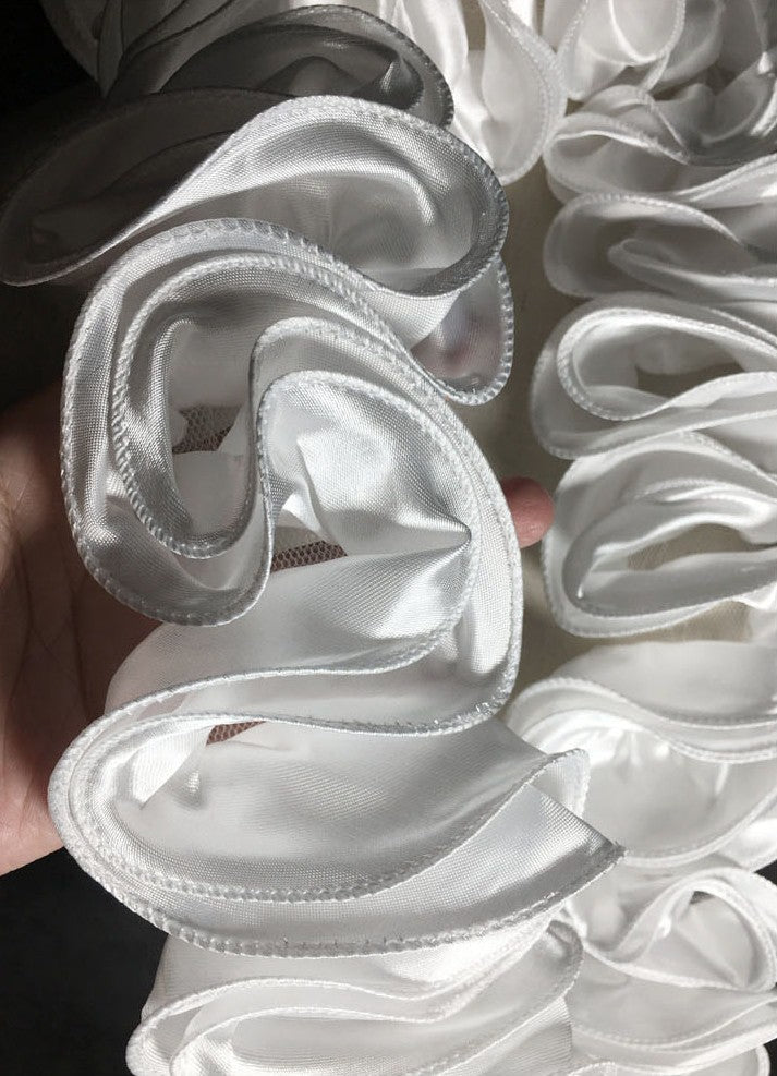 Satin Lace 3D Textured Designer Tulle Fabric