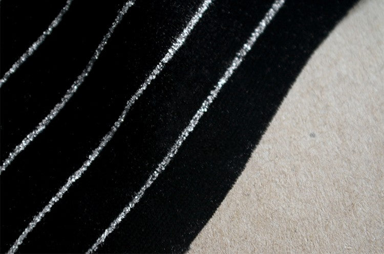 Matte Black Striped Velvet Fabric