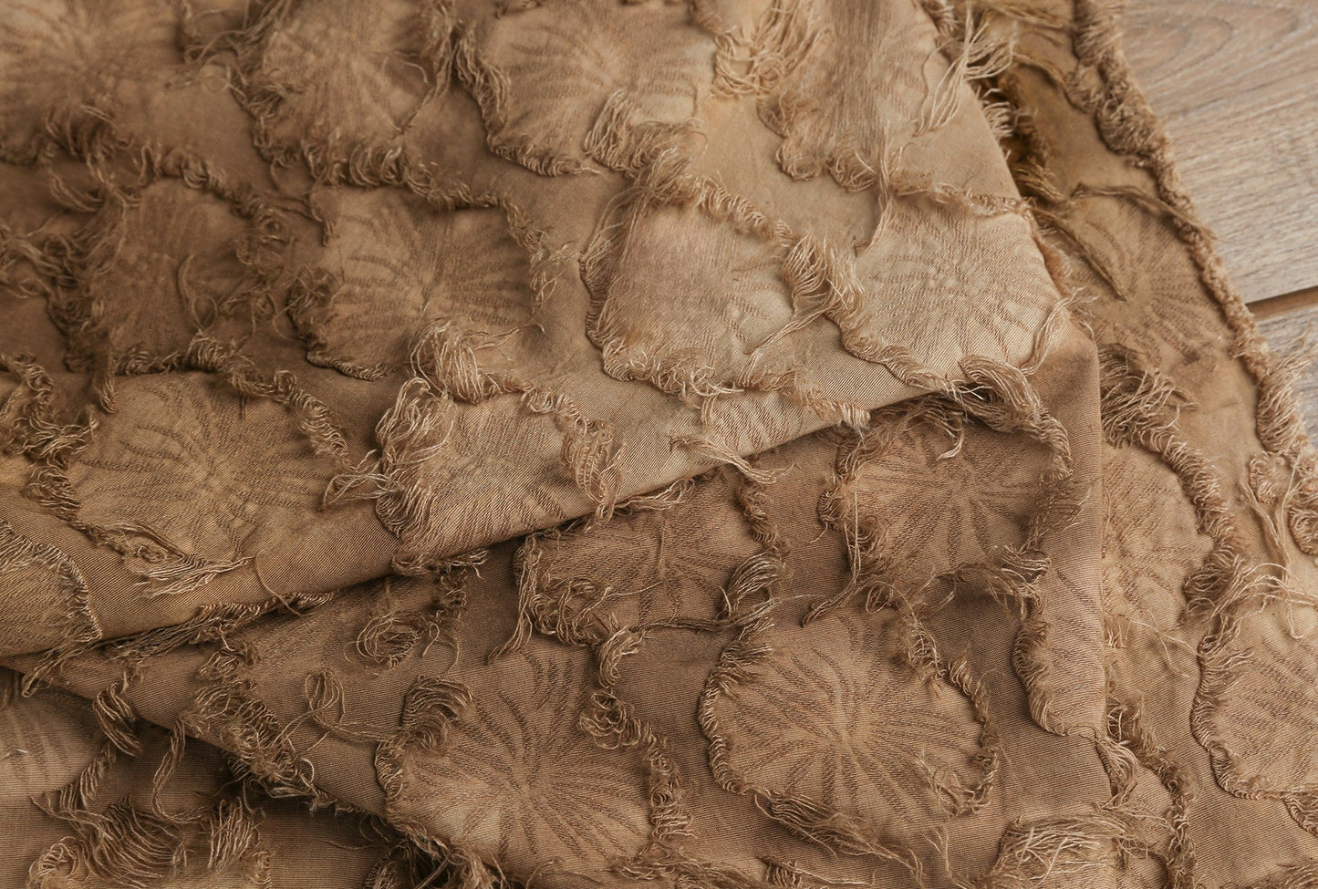Tie-Dye Yellow Jacquard Fringe Cotton-Linen – Vintage Distressed Texture