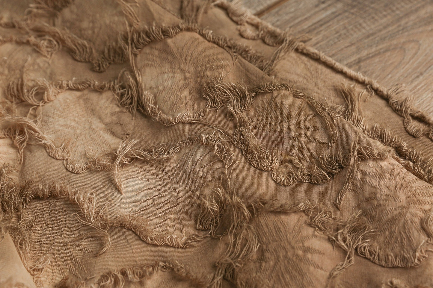 Tie-Dye Yellow Jacquard Fringe Cotton-Linen – Vintage Distressed Texture