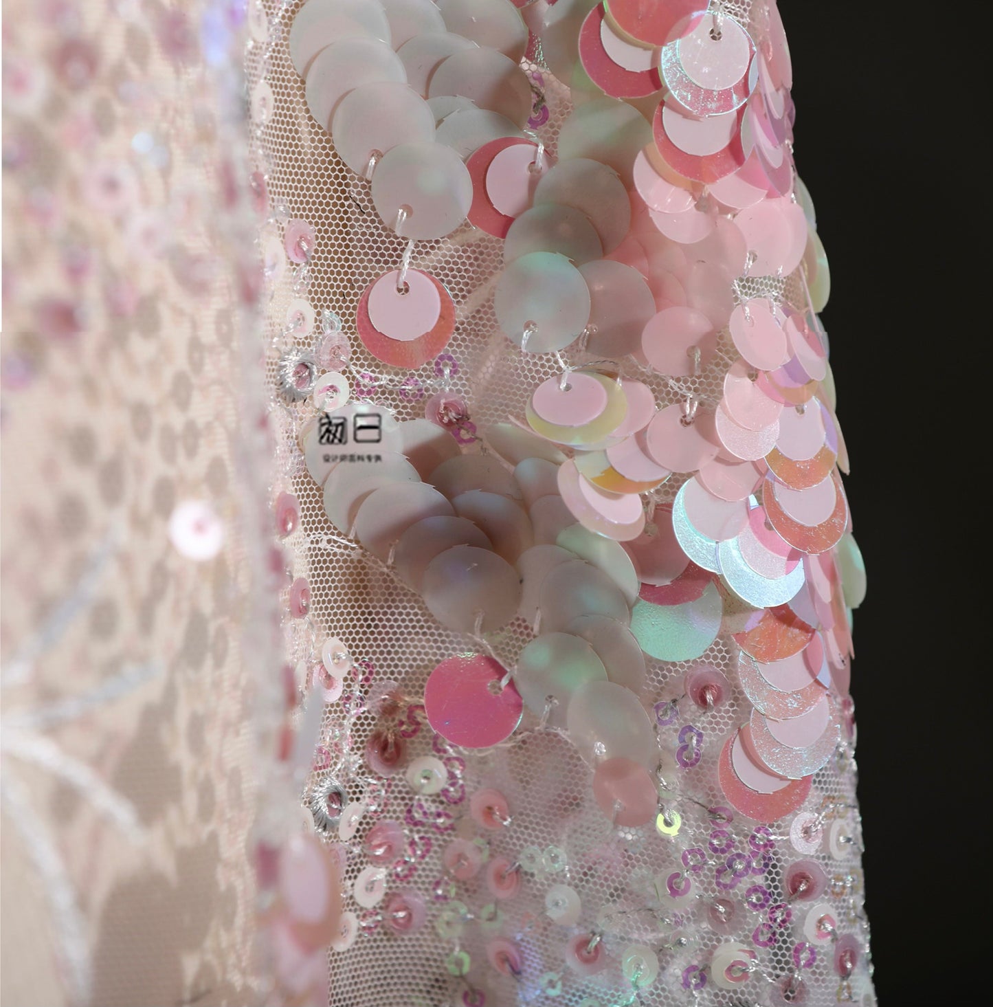 Pink Crystal Sequin Mesh – Enchanting Fairy-Tale Embroidered Fabric