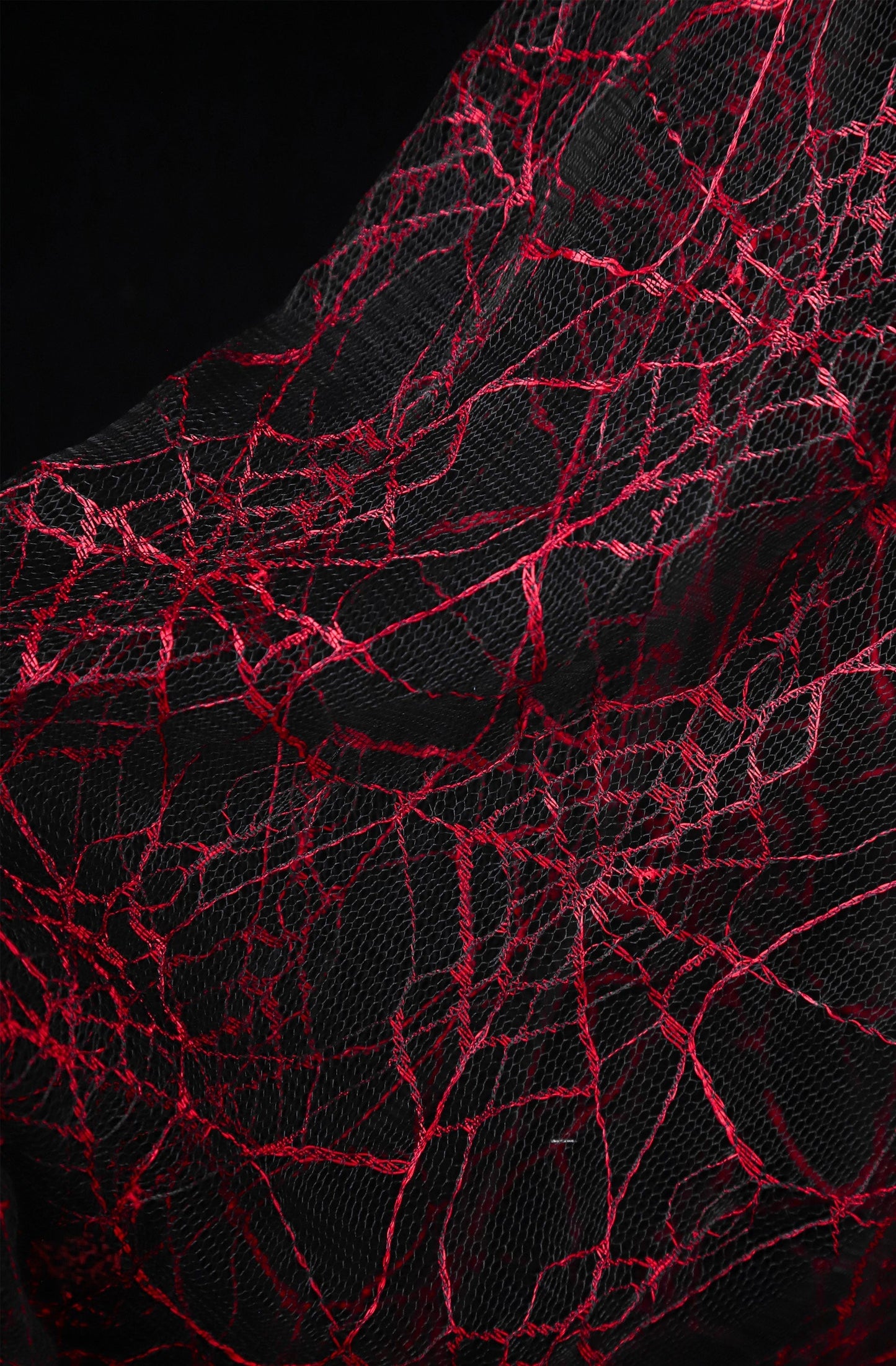 Red Spiderweb Textured Sheer Mesh – Stretch Gothic Fabric