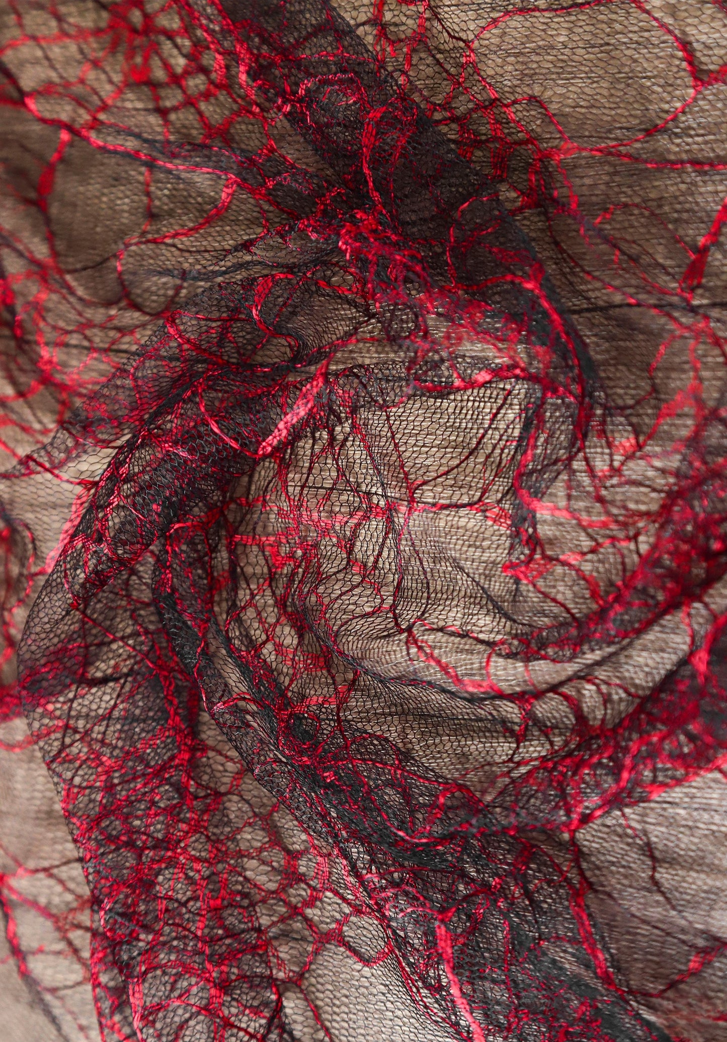 Red Spiderweb Textured Sheer Mesh – Stretch Gothic Fabric