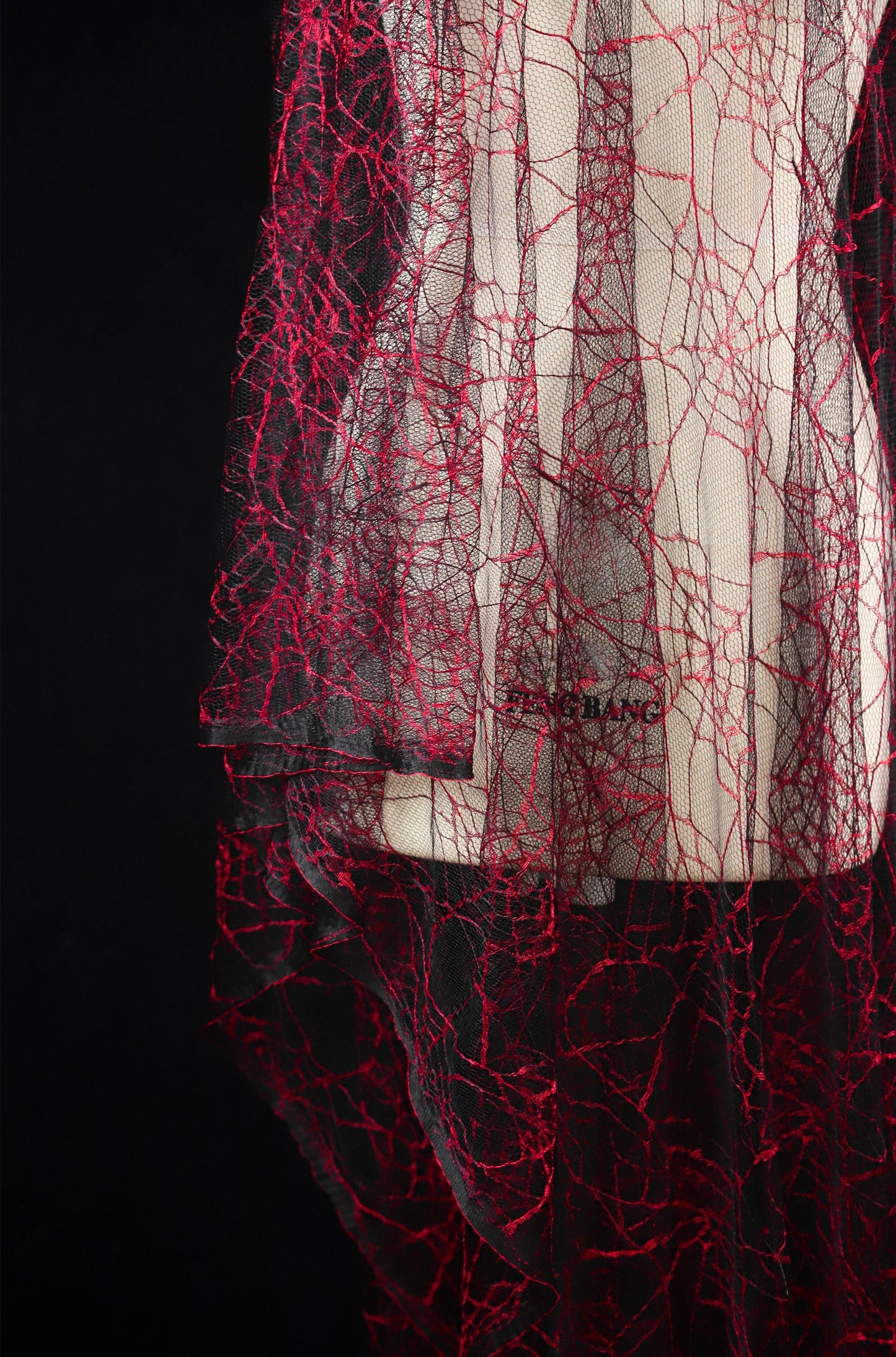 Red Spiderweb Textured Sheer Mesh – Stretch Gothic Fabric