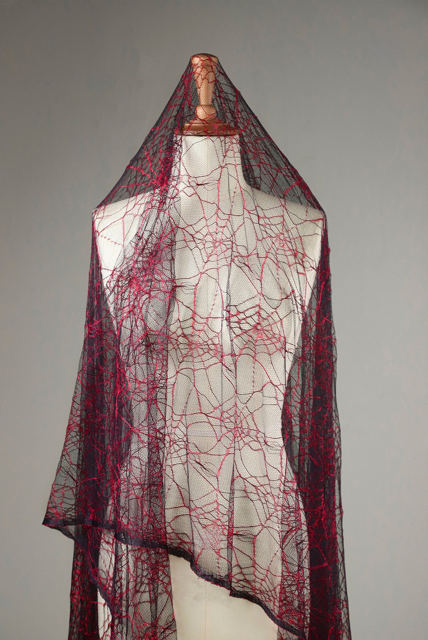 Red Spiderweb Textured Sheer Mesh – Stretch Gothic Fabric