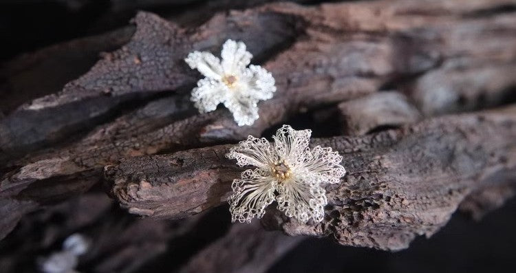 Evening Primrose Glow – Handcrafted Designer Stud Earrings