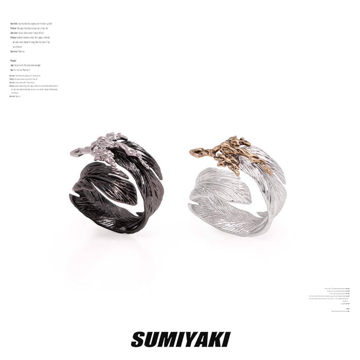 SUMIYAKI Feather Series — Liquid Metal Artisan Ring for Her & Him