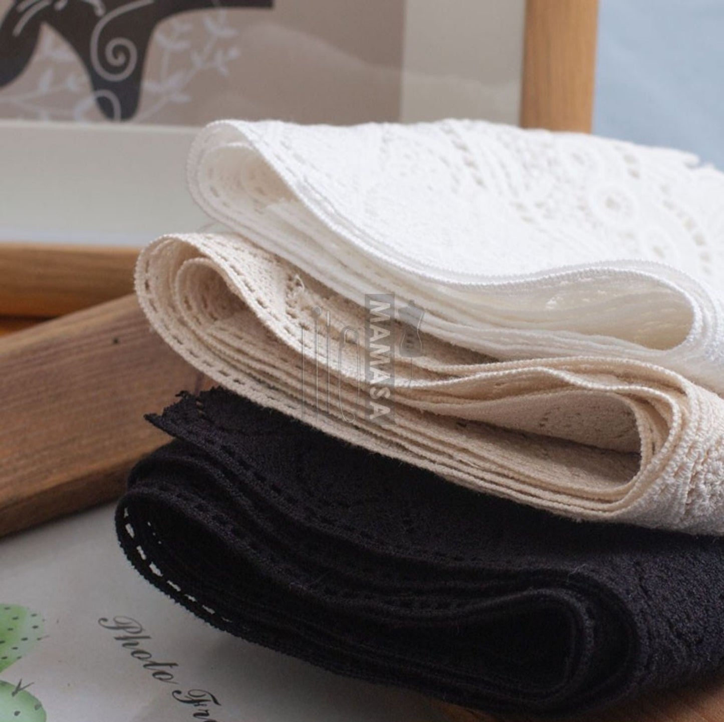 Premium Cotton Thickened Lace Trim — Water-Soluble Embroidered Floral Appliqué