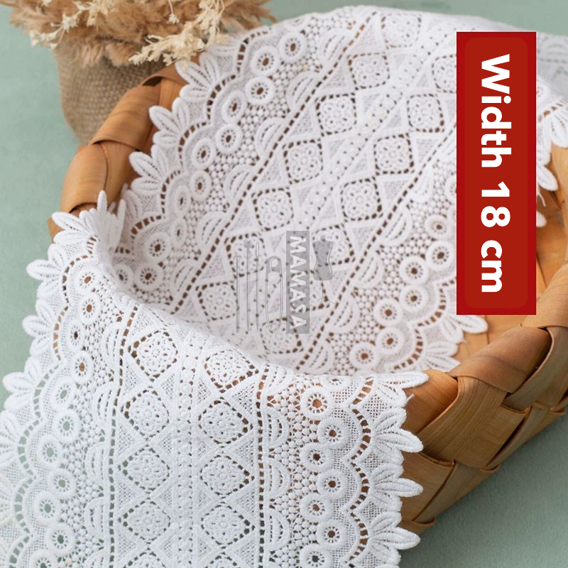 Premium Cotton Thickened Lace Trim — Water-Soluble Embroidered Floral Appliqué