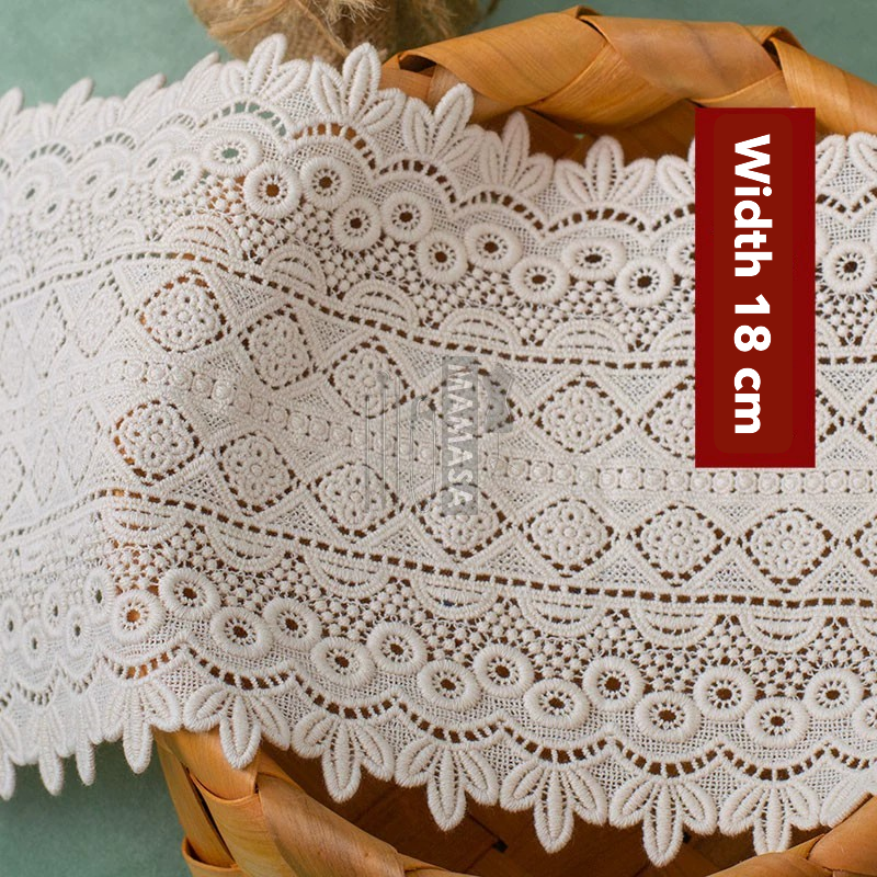 Premium Cotton Thickened Lace Trim — Water-Soluble Embroidered Floral Appliqué