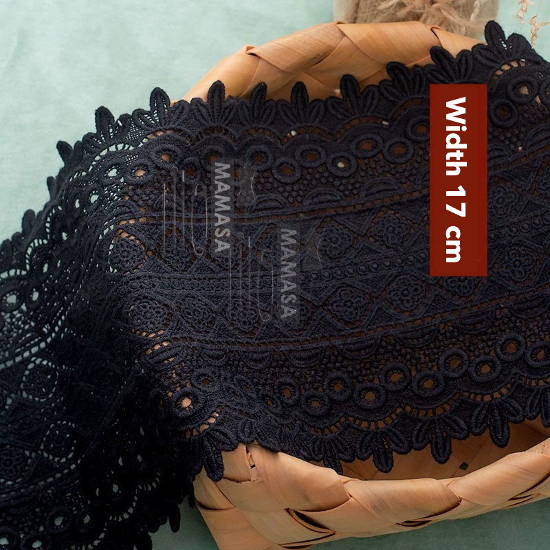 Premium Cotton Thickened Lace Trim — Water-Soluble Embroidered Floral Appliqué