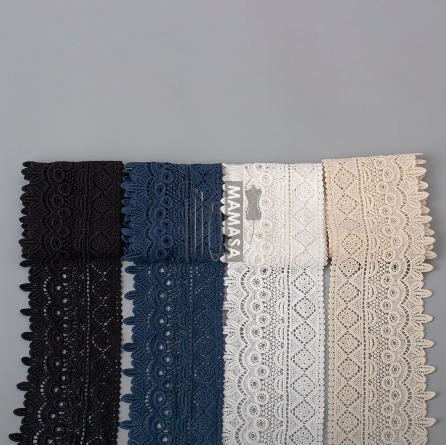 Premium Cotton Thickened Lace Trim — Water-Soluble Embroidered Floral Appliqué