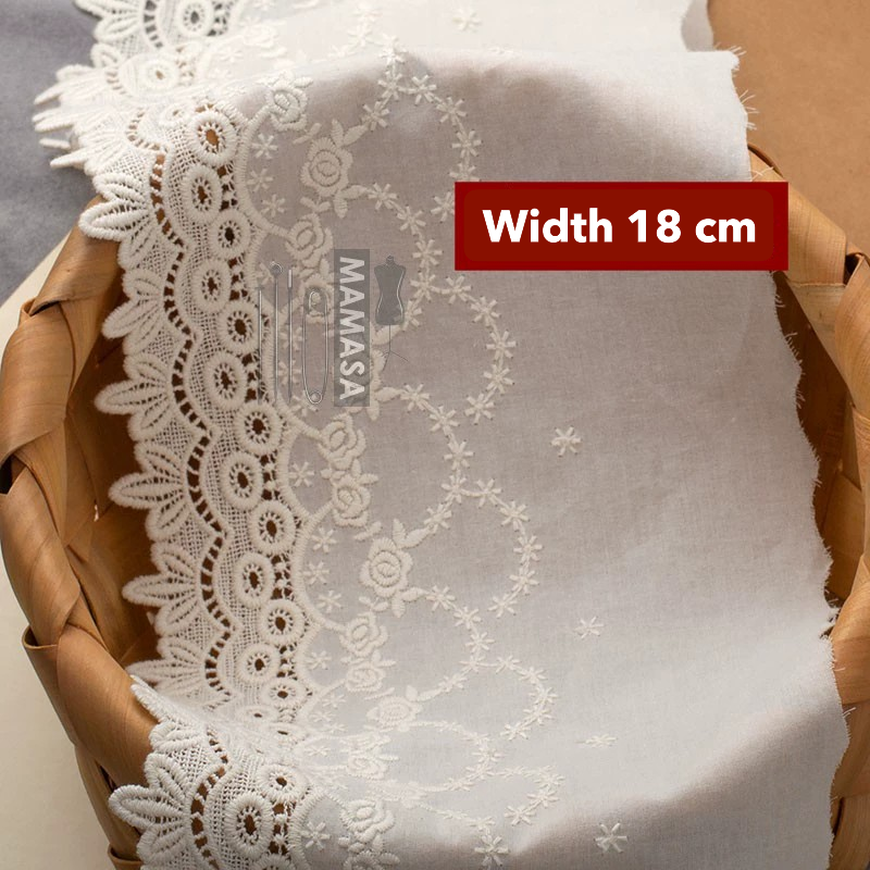 Premium Cotton Thickened Lace Trim — Water-Soluble Embroidered Floral Appliqué