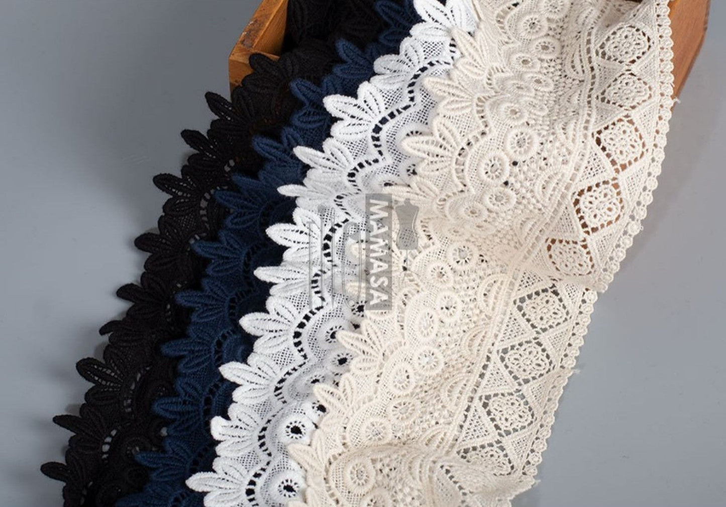 Premium Cotton Thickened Lace Trim — Water-Soluble Embroidered Floral Appliqué