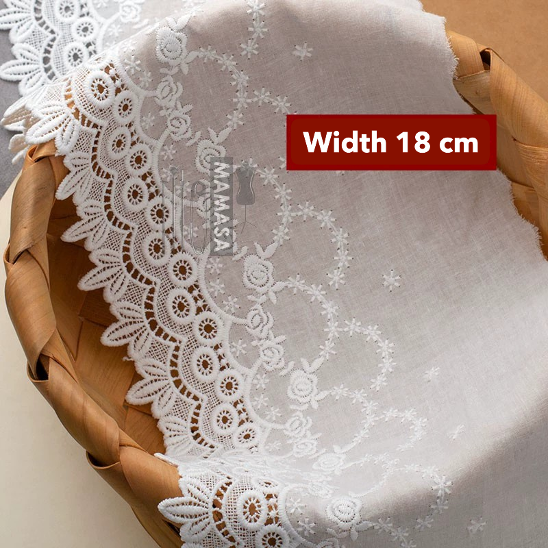 Premium Cotton Thickened Lace Trim — Water-Soluble Embroidered Floral Appliqué