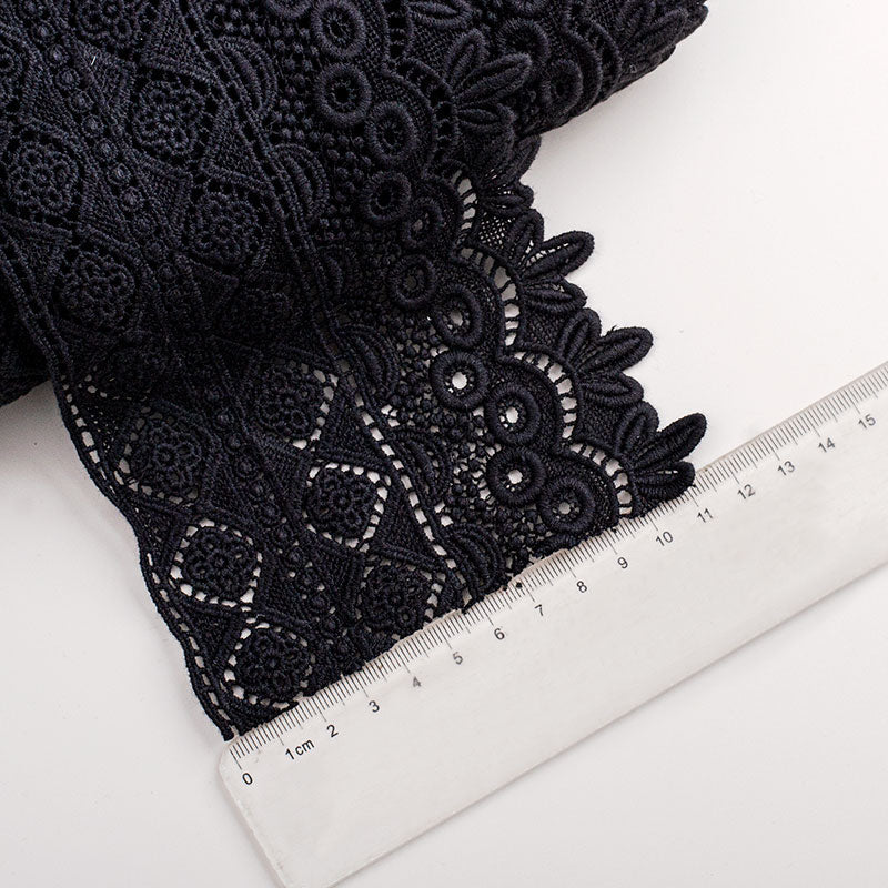 Premium Cotton Thickened Lace Trim — Water-Soluble Embroidered Floral Appliqué