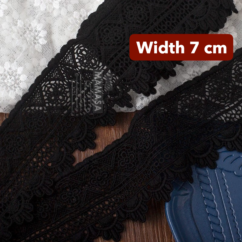 Premium Cotton Thickened Lace Trim — Water-Soluble Embroidered Floral Appliqué