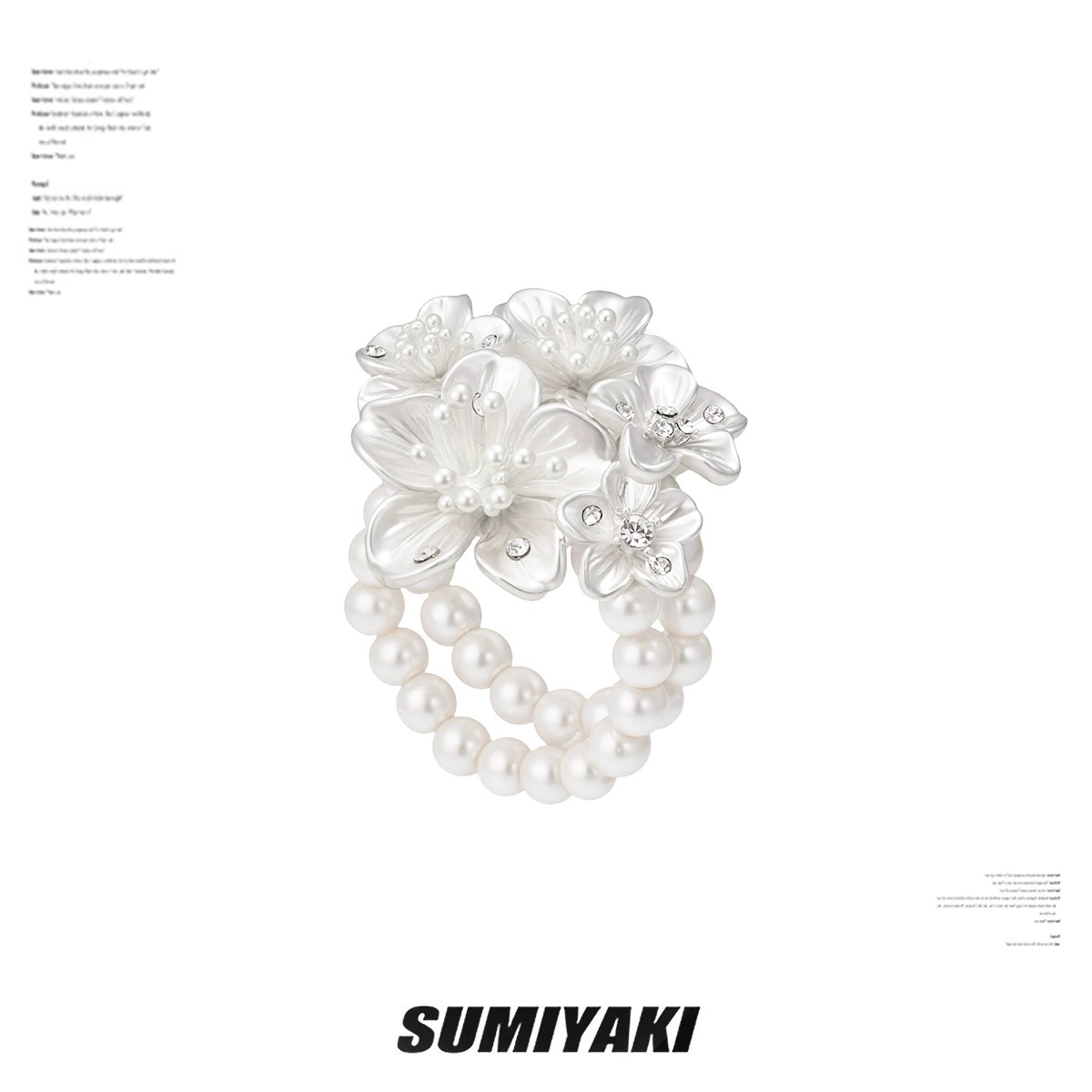 SUMIYAKI Night Sakura Series – Multi-Layered Floral Pearl Ring with Cherry Blossom Design