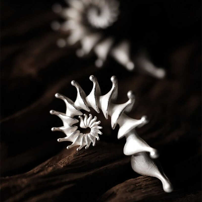 Original S925 Silver Conch Stud Earrings – Sculpted Design for Elegant Contour