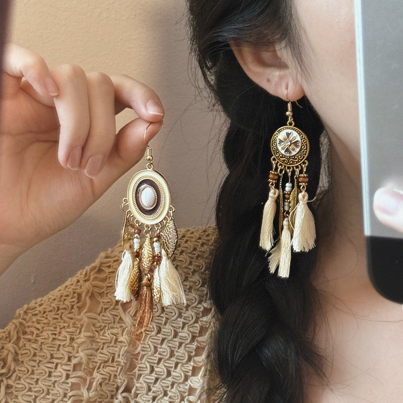 Bohemian Tassel Drop Earrings – Statement Ethnic-Inspired Design for Vacation Chic