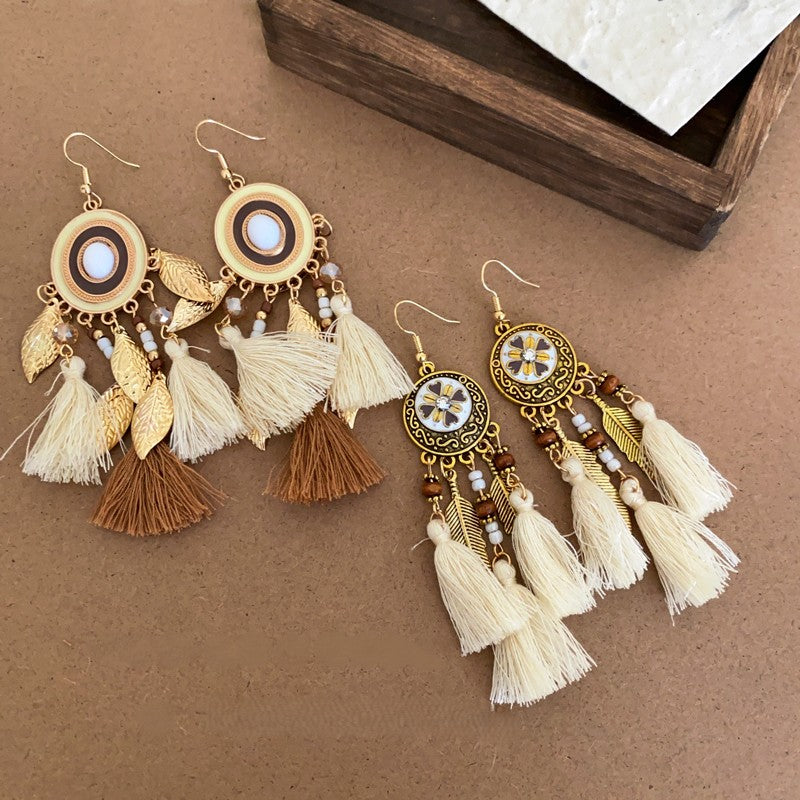 Bohemian Tassel Drop Earrings – Statement Ethnic-Inspired Design for Vacation Chic