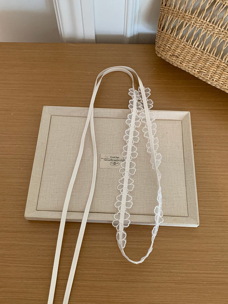Korean Pearl Lace Ribbon Belt – Scarf, Hair Tie & Jean Accessory