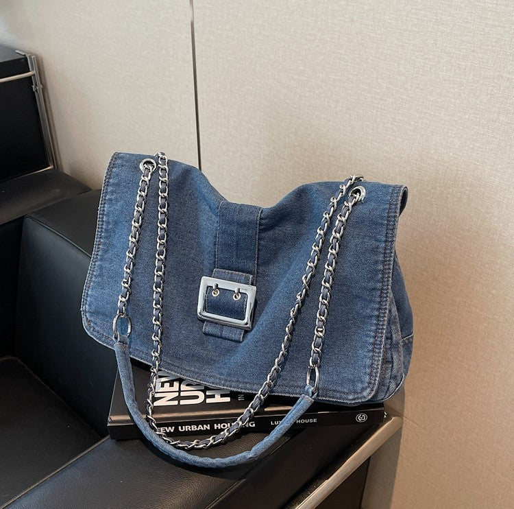 Denim Chain Strap Crossbody Bag