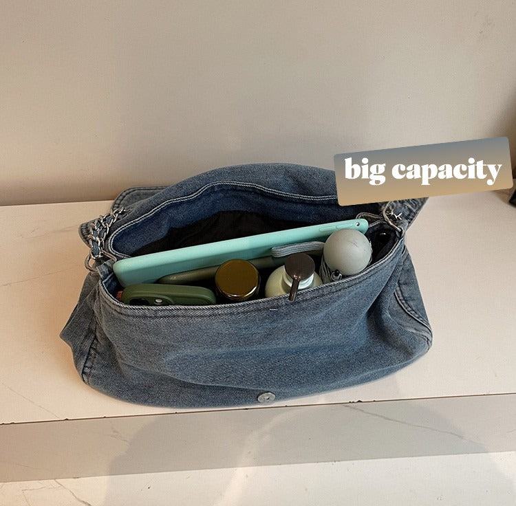 Denim Chain Strap Crossbody Bag