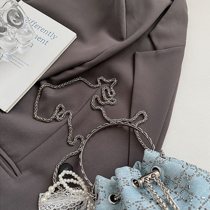 2025 Summer Sparkle: Denim Drawstring Bucket Bag with Chain Strap