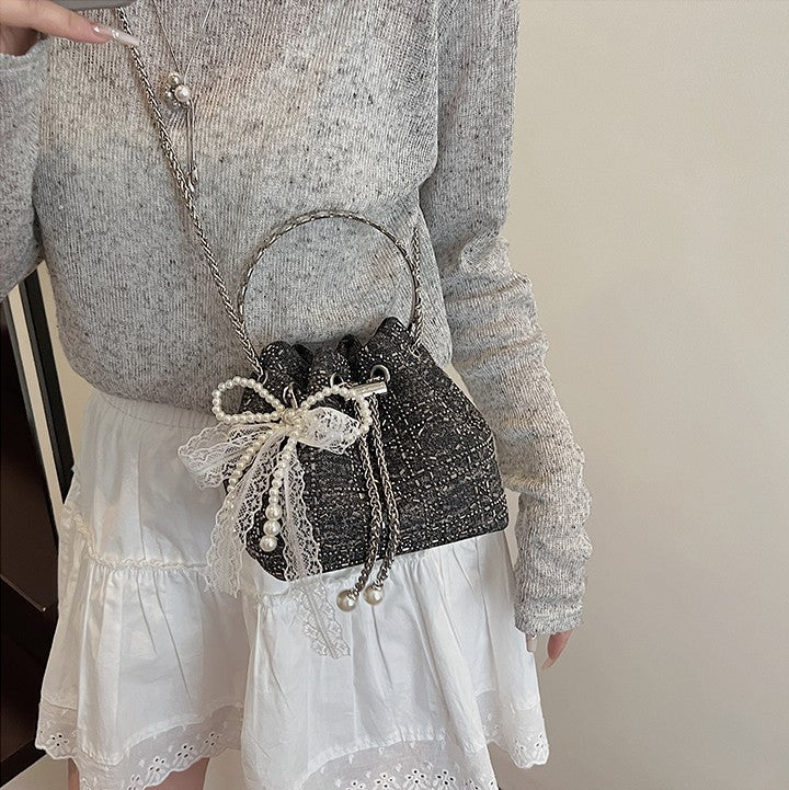 2025 Summer Sparkle: Denim Drawstring Bucket Bag with Chain Strap