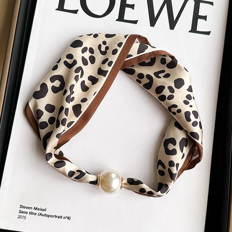 Pearl Necklace Scarf with Magnetic Clasp β Versatile Silk Neck Wrap for Collarbone & Shirt Styling