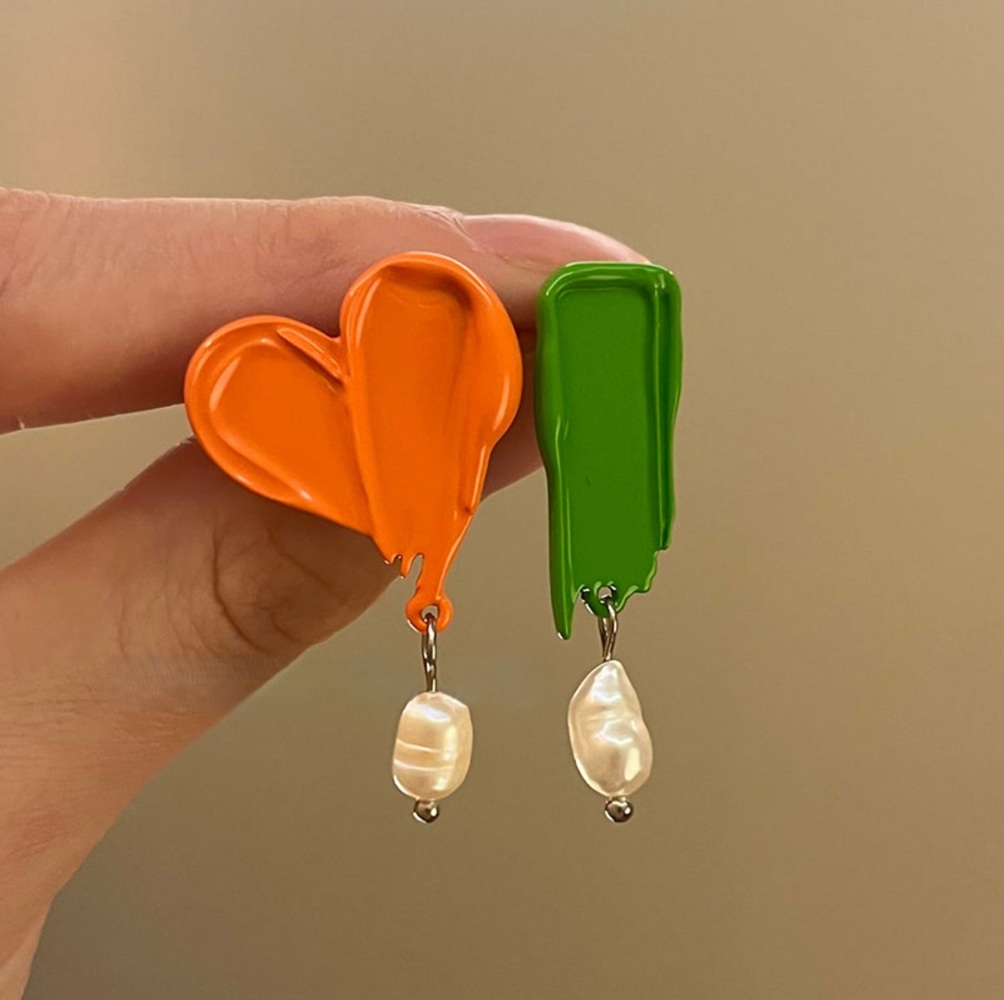 “Monet Art Student” – French Vintage Oil Painting Style Asymmetrical Earrings, Studs or Clips