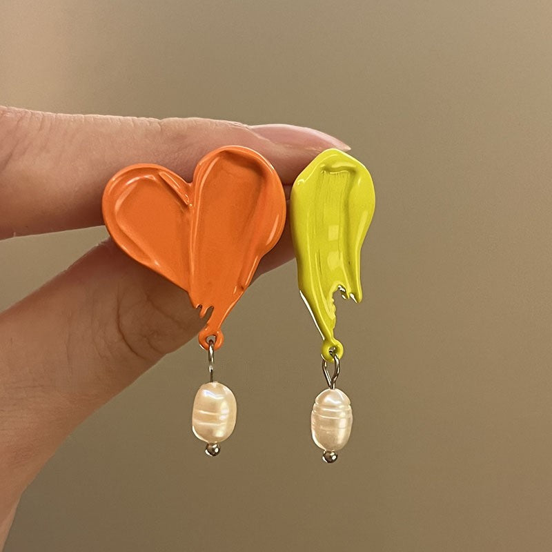 “Monet Art Student” – French Vintage Oil Painting Style Asymmetrical Earrings, Studs or Clips