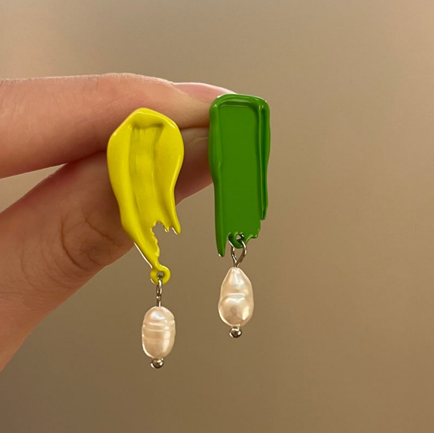 “Monet Art Student” – French Vintage Oil Painting Style Asymmetrical Earrings, Studs or Clips