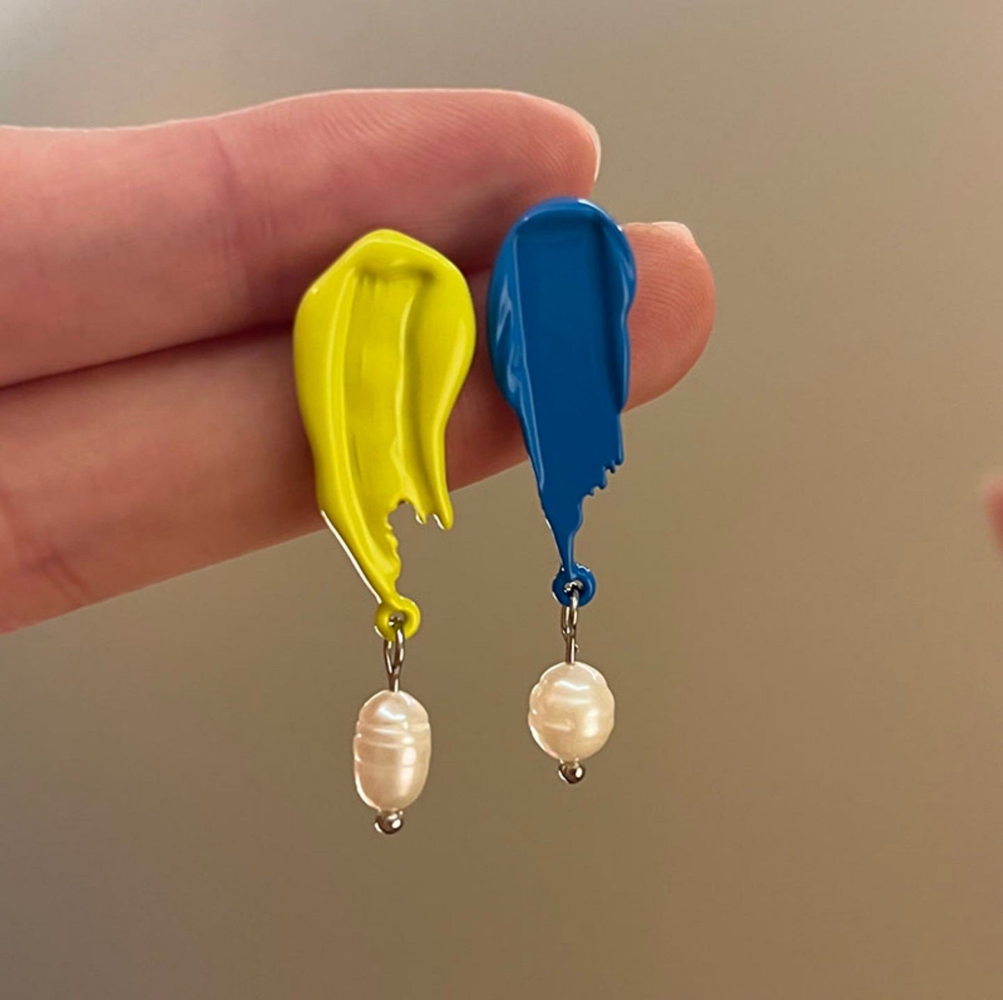 “Monet Art Student” – French Vintage Oil Painting Style Asymmetrical Earrings, Studs or Clips