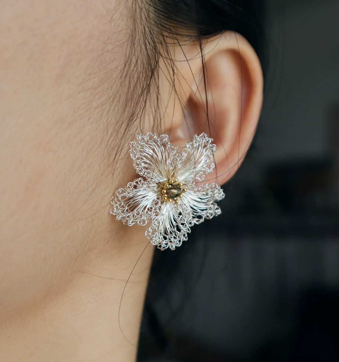 Evening Primrose Glow – Handcrafted Designer Stud Earrings