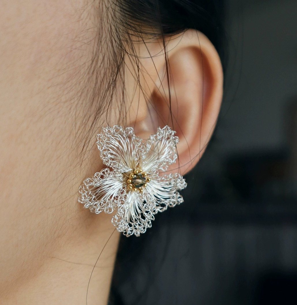 Evening Primrose Glow – Handcrafted Designer Stud Earrings