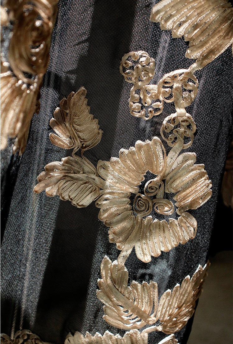 Elegant 3D Floral Embroidered Sheer Lace Fabric – Designer Textile