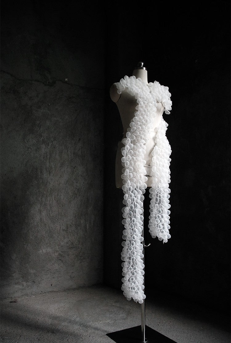3D Bubble Seersucker Fabric - Sheer Heat-Set Lace for Couture Design